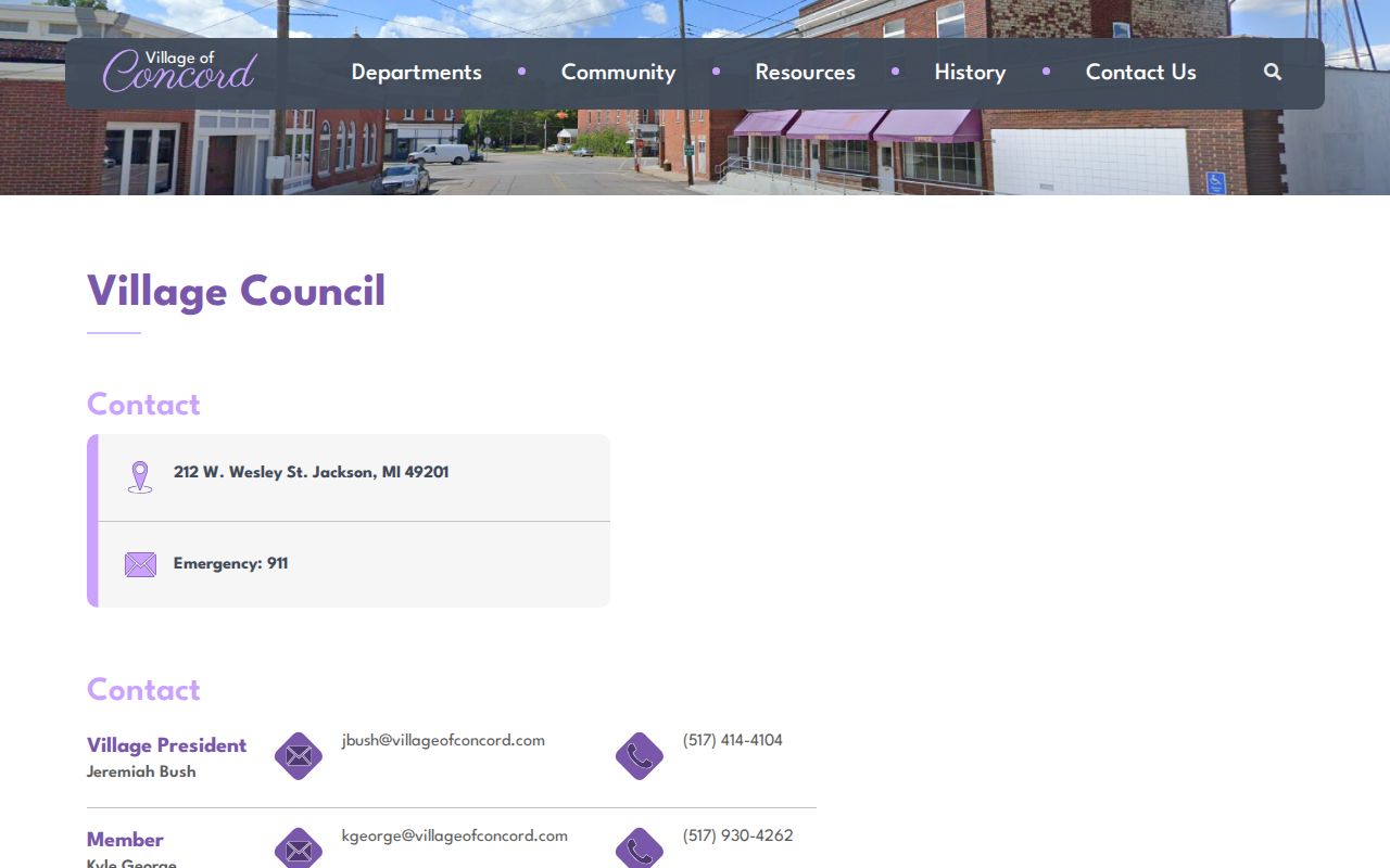 Concord village government context for Concord court docket access