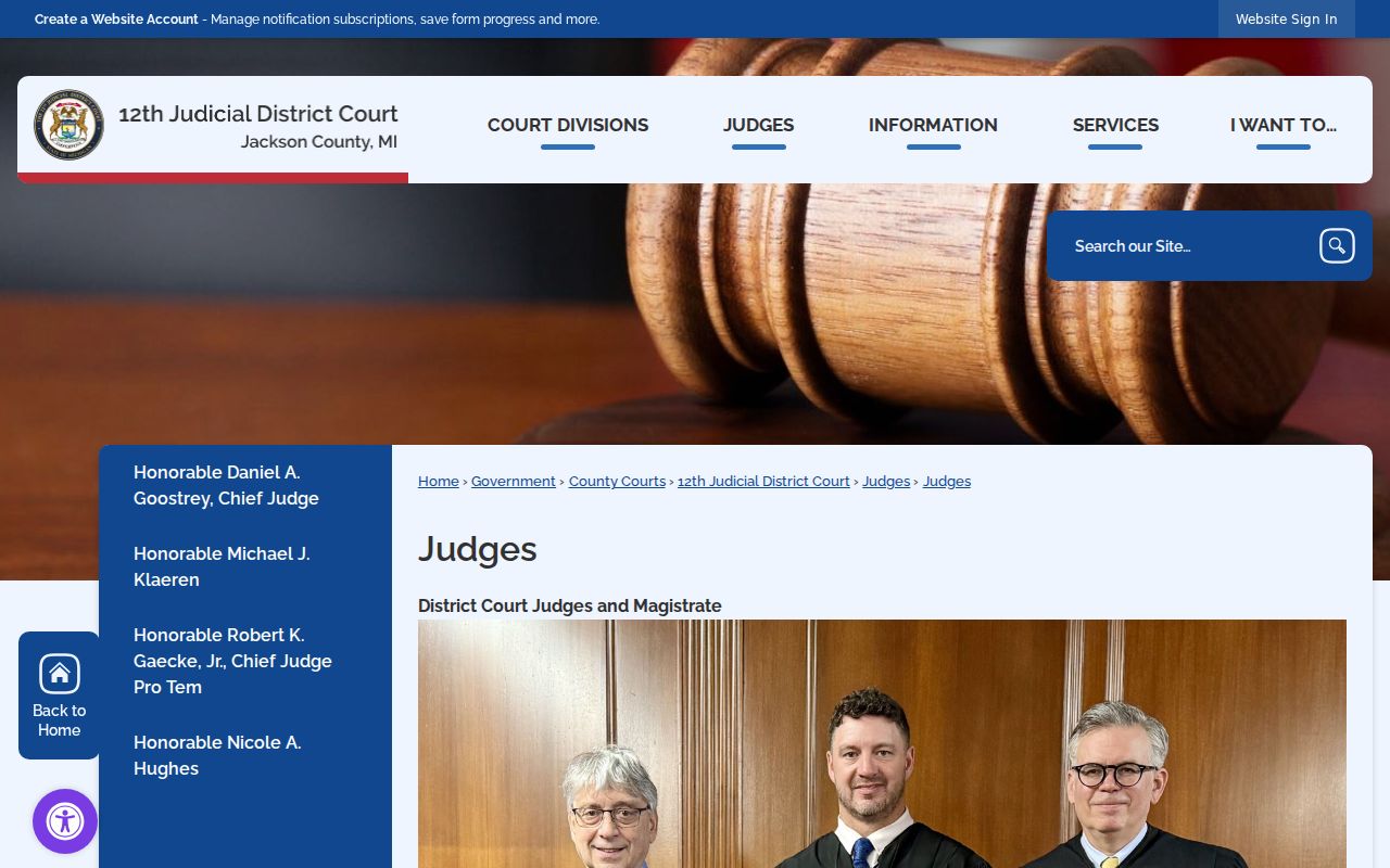 Jackson County criminal docket 12th District judges page