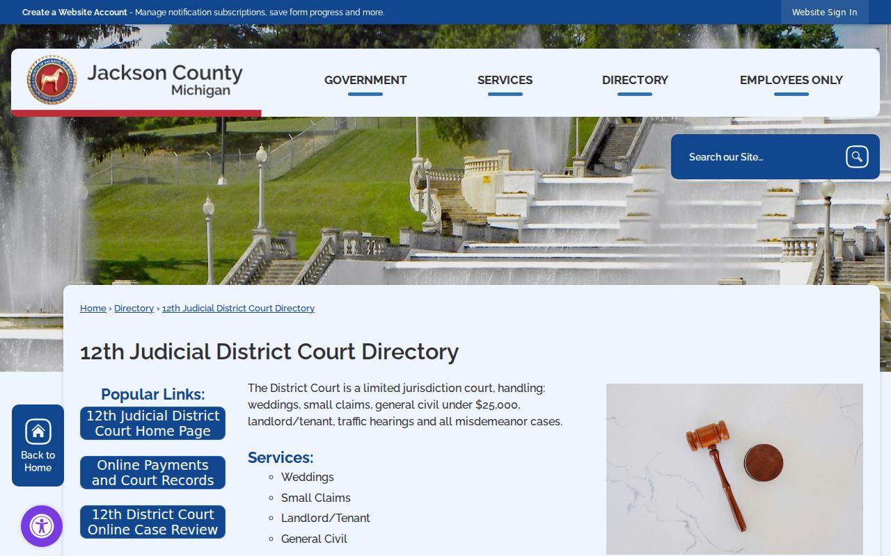Jackson County court docket 12th District Court directory